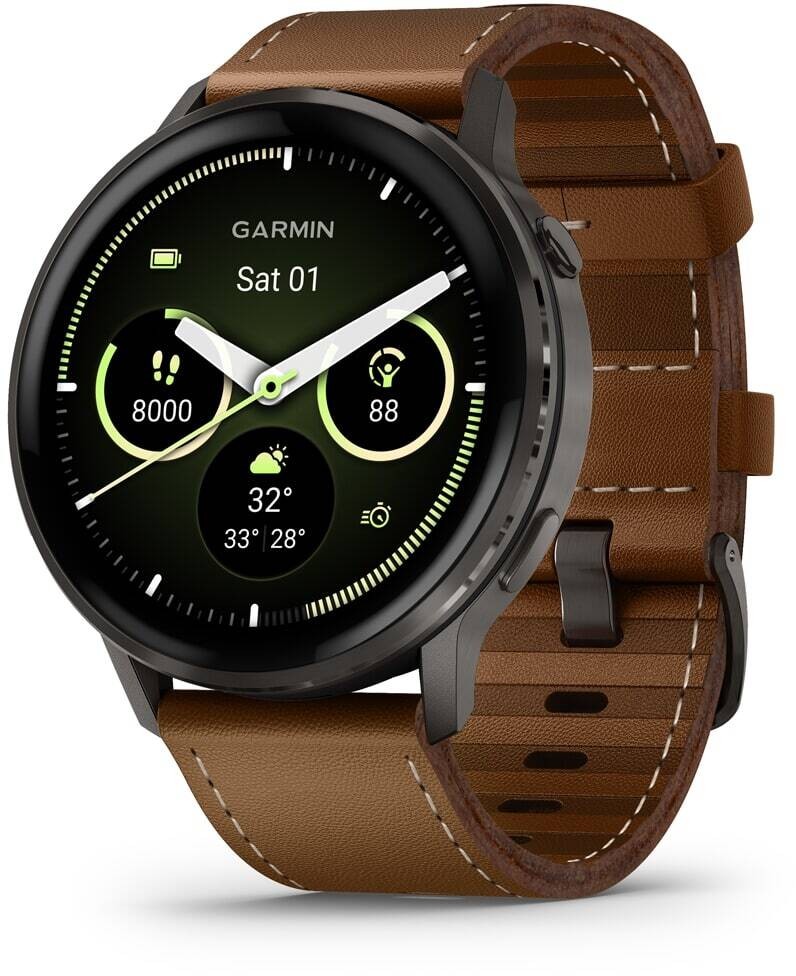 Garmin 010-03014-03 Venu 4 AMOLED GPS WiFi - Bruin leer - 45mm - Smartwatch