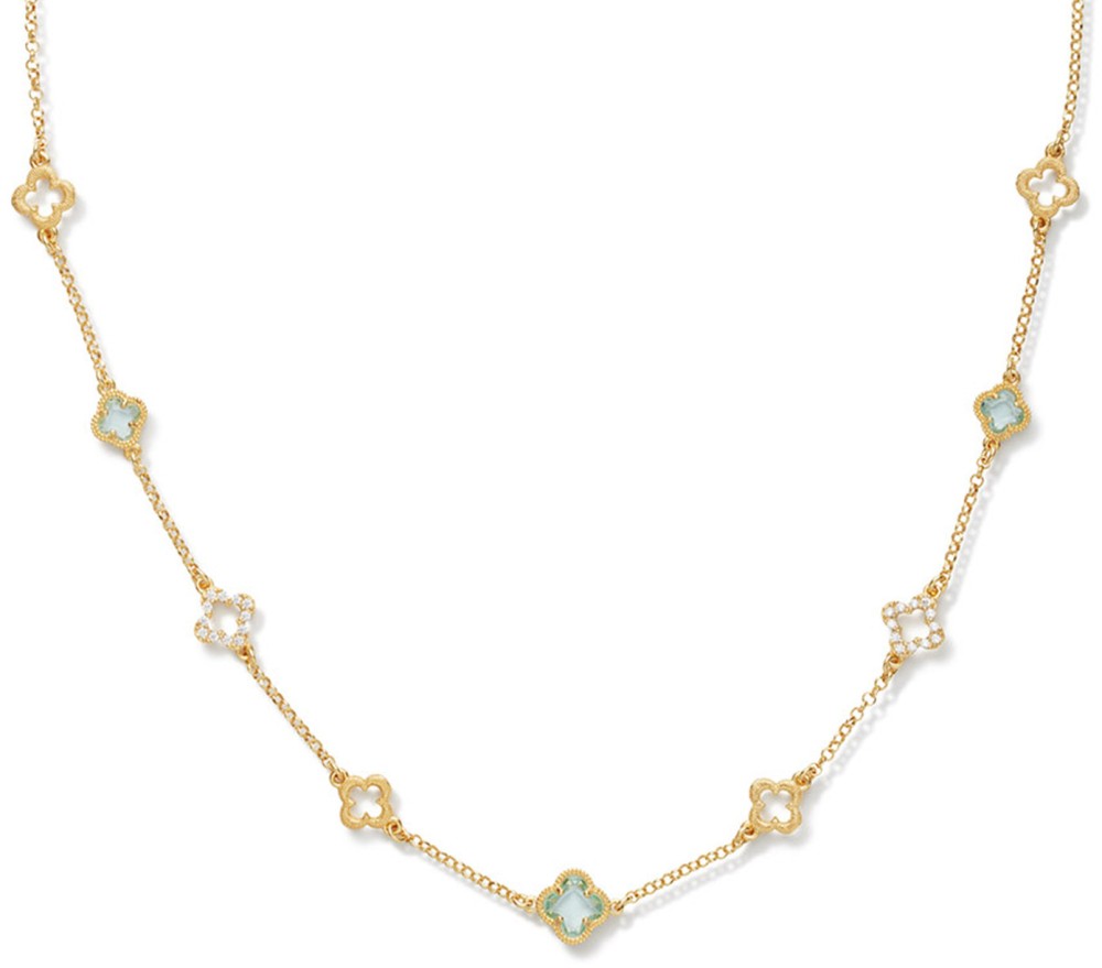 Collier 55cm Bloem Blauw CZ 925GP