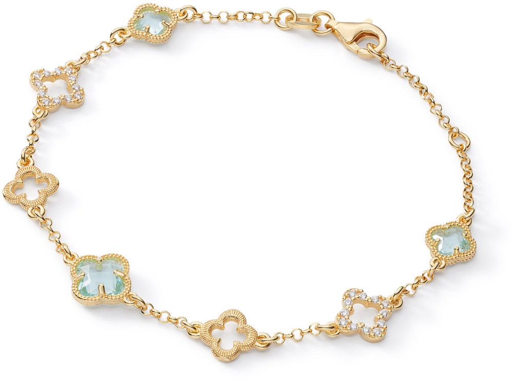 Armband 19CM Bloem Blauw CZ 925GP