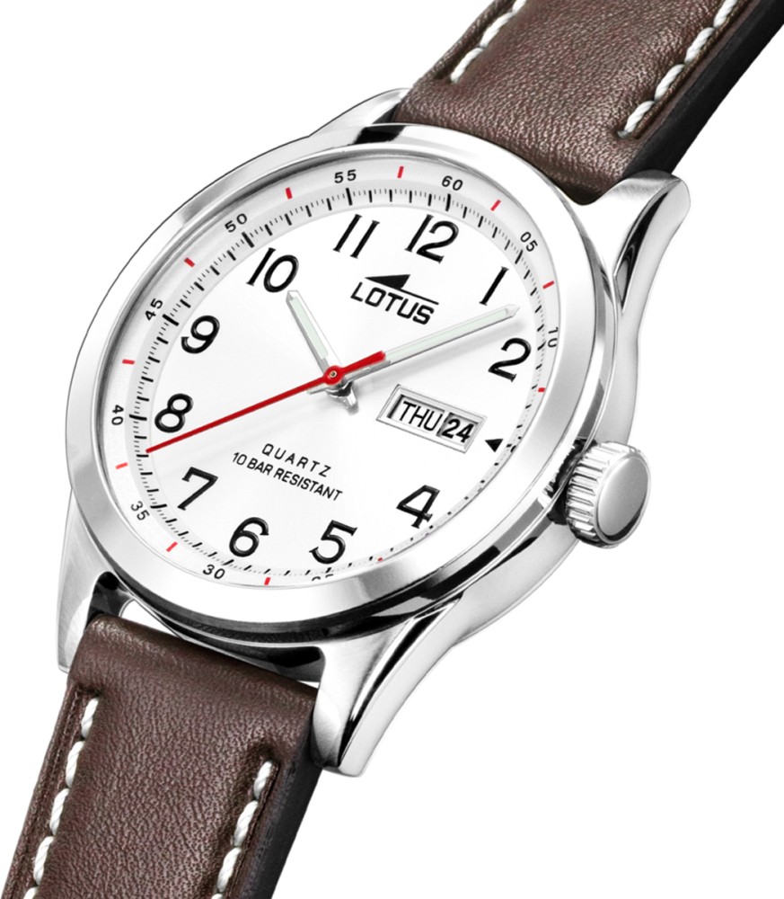 LOTUS MEN'S WHITE CLASSIC STEEL LEATHER WATCH BRACELET 18671/1