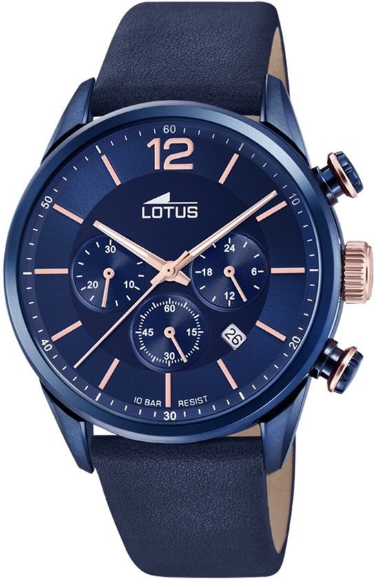 LOTUS MEN'S BLUE CHRONO LEATHER WATCH BRACELET 18681/2