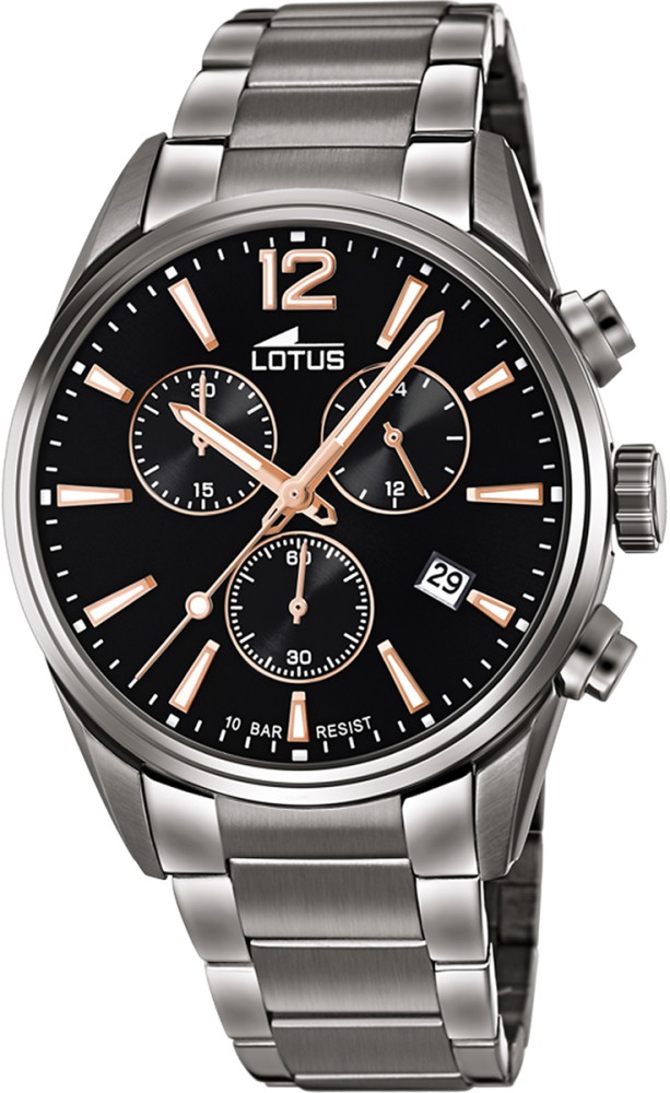 LOTUS MEN'S BLACK CHRONO STAINLESS STEEL WATCH BRACELET 18682/2