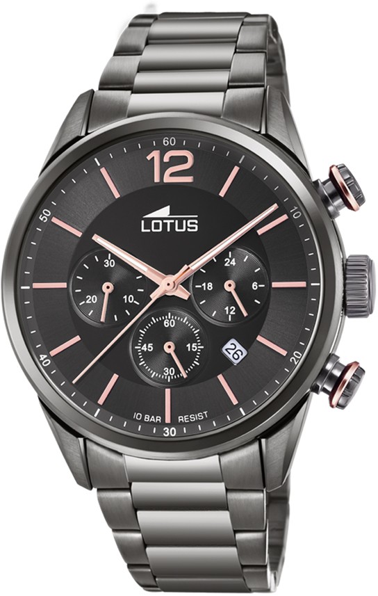 LOTUS MEN'S BLACK CHRONO STAINLESS STEEL WATCH BRACELET 18686/2