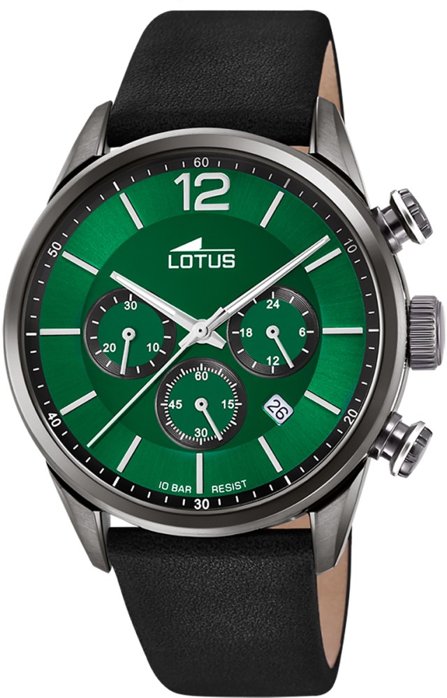 LOTUS MEN'S GREEN CHRONO LEATHER WATCH BRACELET 18687/4