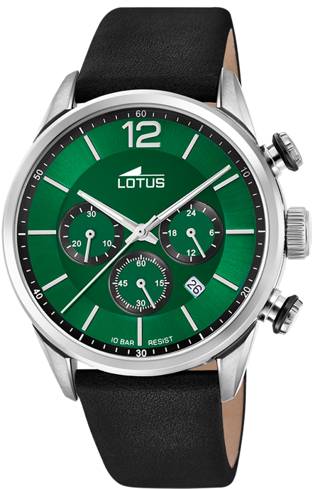 LOTUS MEN'S GREEN CHRONO LEATHER WATCH BRACELET 18689/4