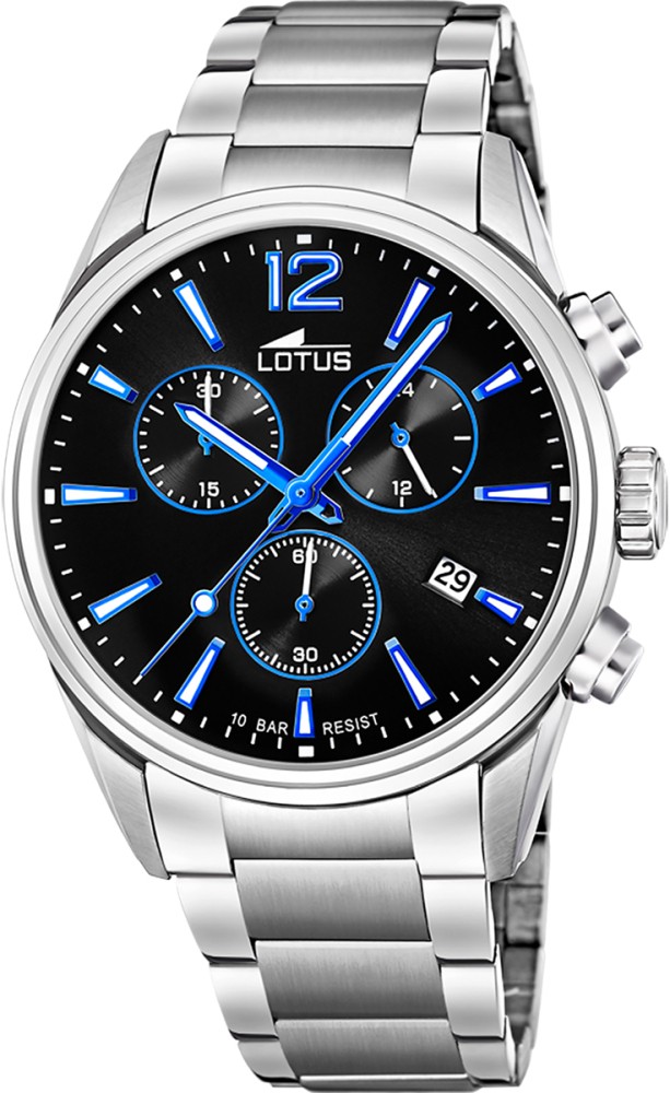 LOTUS MEN'S BLACK CHRONO 316L STAINLESS STEEL WATCH BRACELET 18690/6