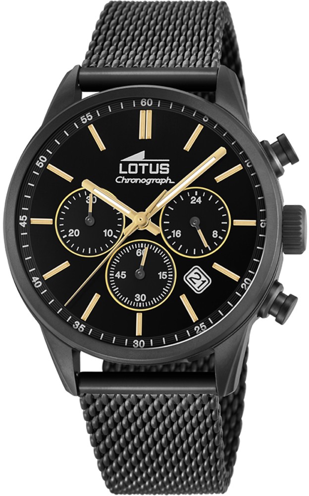 LOTUS MEN'S BLACK STAINLESS STEEL WATCH BRACELET 18700/2