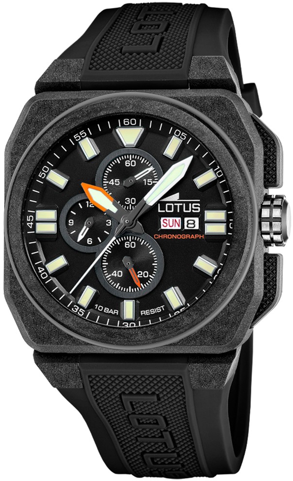 LOTUS MEN'S BLACK CHRONO RUBBER WATCH BRACELET 18976/4
