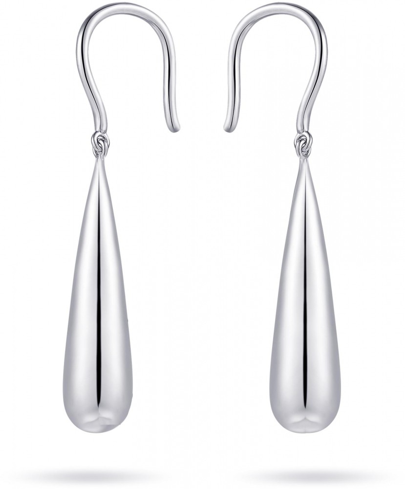 Gisser Jewels - Oorhaken - Druppel gezet met Zirkonia - 25mm x 8mm - Gerhodineerd Zilver 925