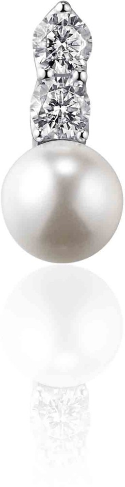 Gisser Jewels - I02P001 - Parel Hanger excl. Collier gezet met 2x Zirkonia - 12mm x 6mm - Gerhodineerd Zilver 925