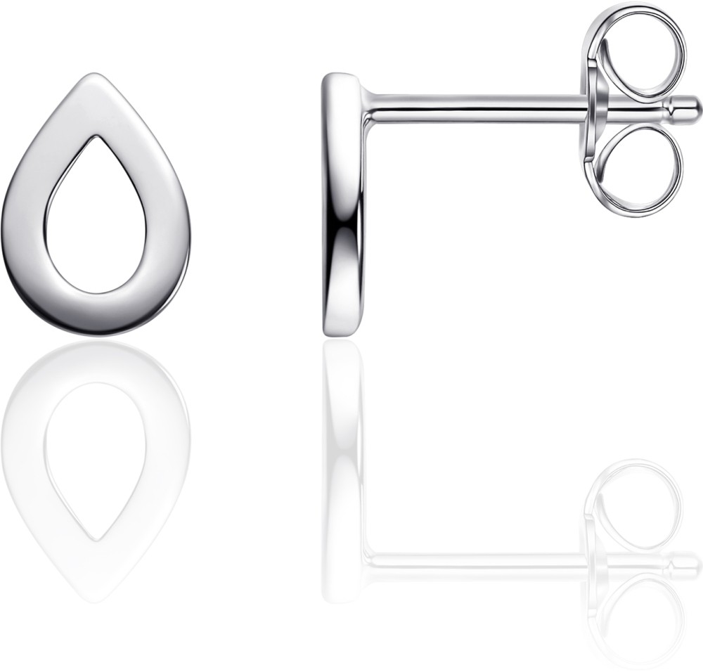 Gisser Jewels - I05E004 - Oorbellen - Oorstekers Blaadje open Glad - 8mm x 6mm - Gerhodineerd Zilver 925