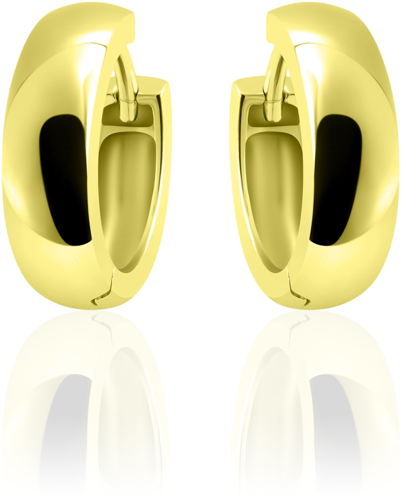 Gisser Jewels - Oorbellen - Oorringen - Half bol glad met schanier  - 5mm Breed - 18mmØ - Verguld Zilver 925