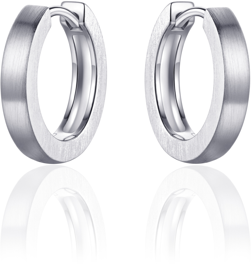 Gisser Jewels - Oorbellen - Oorringen met Scharnier - Vlak Gematteerd - 3mm Breed - 18mmØ - Gerhodineerd Zilver 925