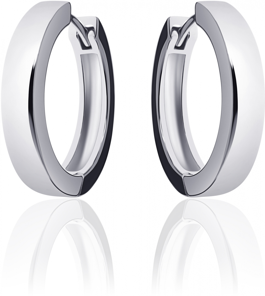 Gisser Jewels - Oorbellen - Oorringen met Scharnier - Vlak Glad - 4mm Breed - 22mmØ - Gerhodineerd Zilver 925