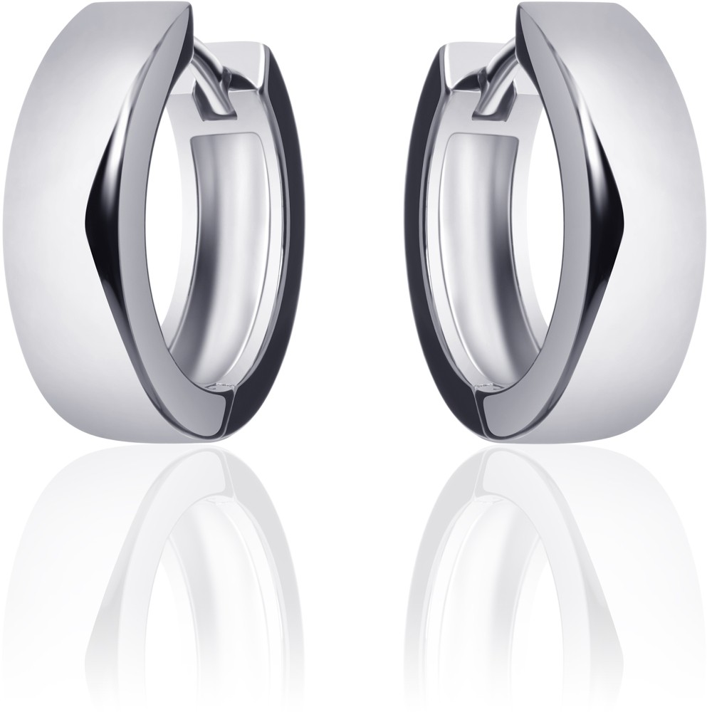 Gisser Jewels - Oorbellen - Oorringen met Scharnier - Vlak Glad - 5mm Breed - 18mmØ - Gerhodineerd Zilver 925