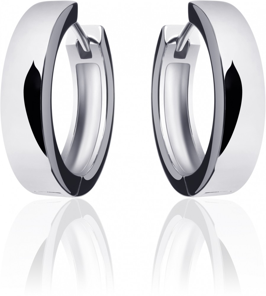Gisser Jewels - Oorbellen - Oorringen met Scharnier - Vlak Glad - 5mm Breed - 22mmØ - Gerhodineerd Zilver 925