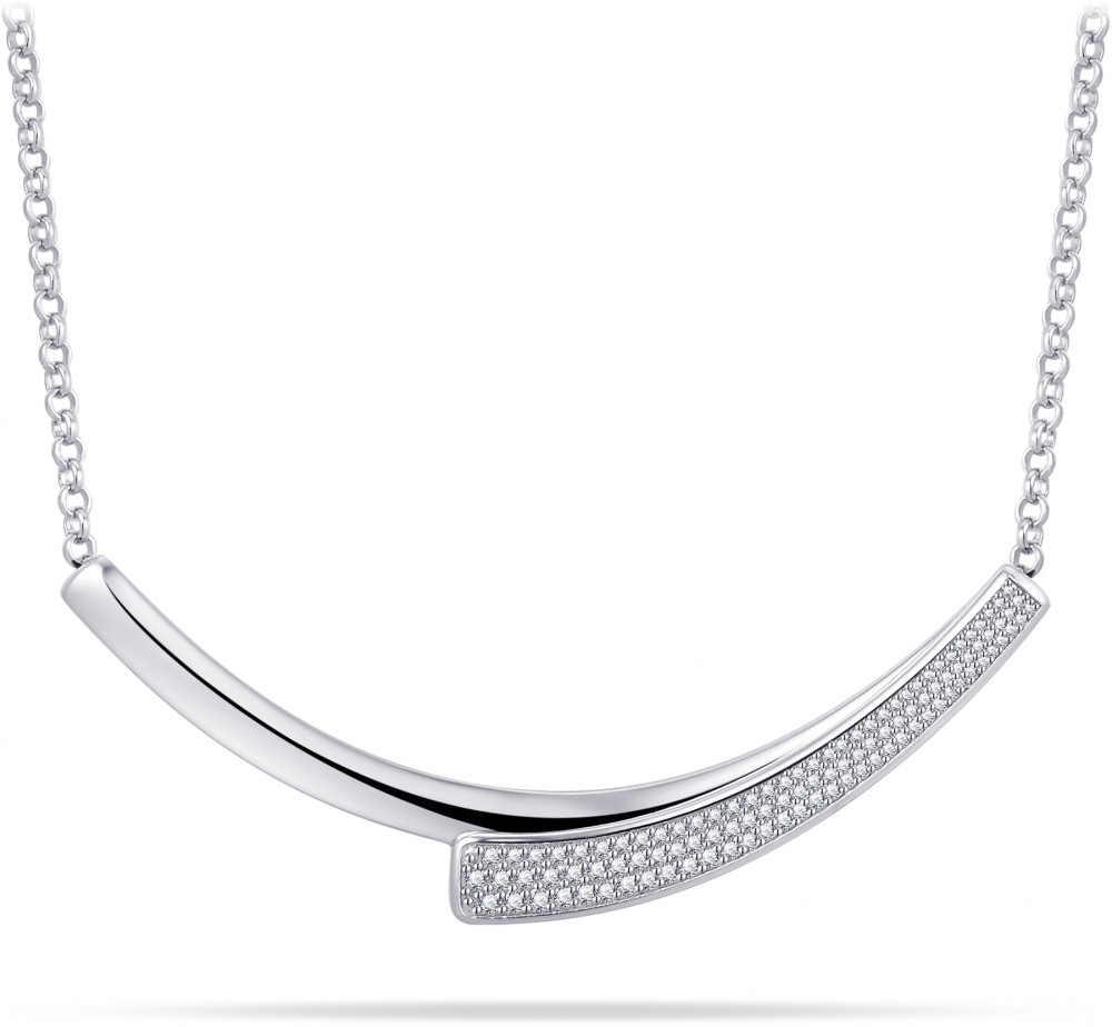 Gisser Jewels - Hanger incl. Jassaron Collier - Fantasie gezet met Zirkonia Stenen - 80mm Breed - 50cm - Gerhodineerd Zilver 925