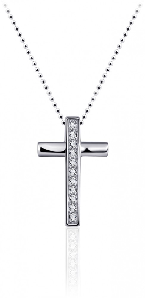 Gisser Jewels - Hanger excl. Collier - Kruis gezet met Zirkonia - 17.5mm x 11mm - Gerhodineerd Zilver 925