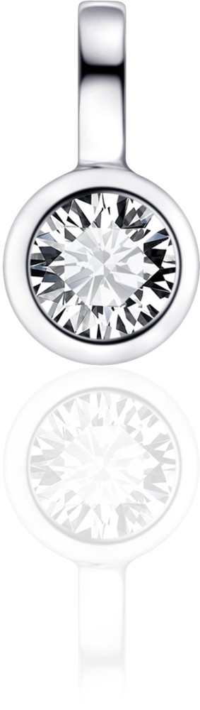 Gisser Jewels - Hanger excl. Collier - Solitaire gezet met Zirkonia in Gladomzetting - 6mmØ - Gerhodineerd Zilver 925
