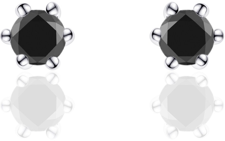 Gisser Jewels - Oorbellen - Oorstekers Solitaire gezet met Zwart Zirkonia - 3mmØ - Gerhodineerd Zilver 925