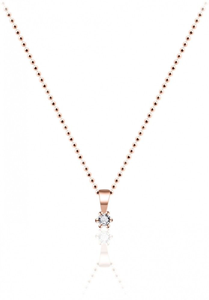 Gisser Jewels - Hanger excl. Collier - Solitaire gezet met Zirkonia - 2mm Breed - Rosé verguld Zilver 925