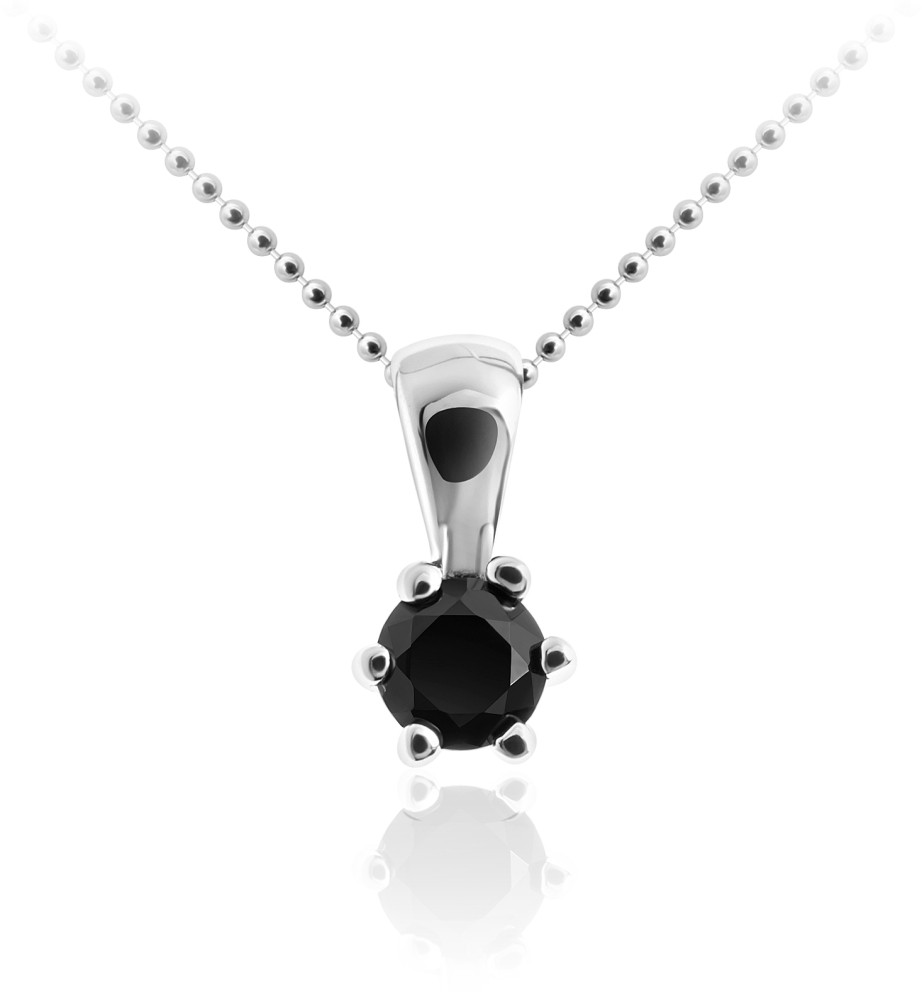Gisser Jewels - Hanger excl. Collier - Solitaire gezet met Zwarte Zirkonia - 3mm Breed - Gerhodineerd Zilver 925