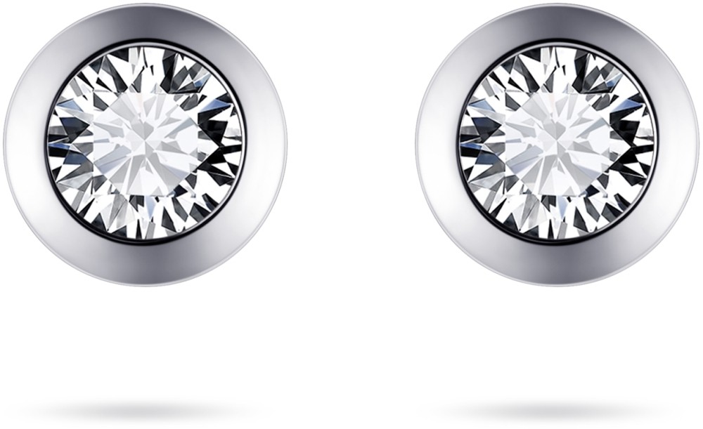 Gisser Jewels - Oorbellen - Oorstekers - Gezet met Zirkonia Steen in een Gladomzetting - 8.5mmØ - 5mmØ Zirkonia - 14 Karaat Witgoud