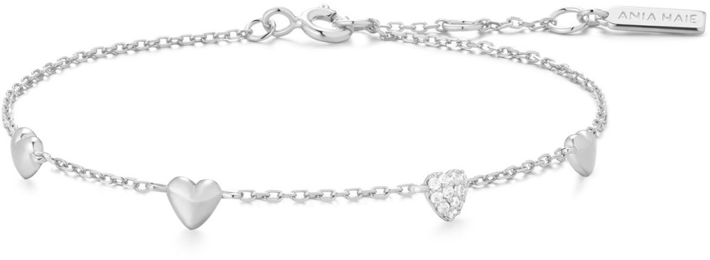 Silv. Pavé Heart Station Brac. S
