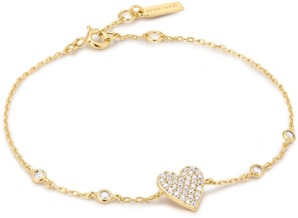 Gld Pavé Heart Bezel Bracelet S