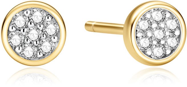 Gold Pavé Disc Stud Earrings E