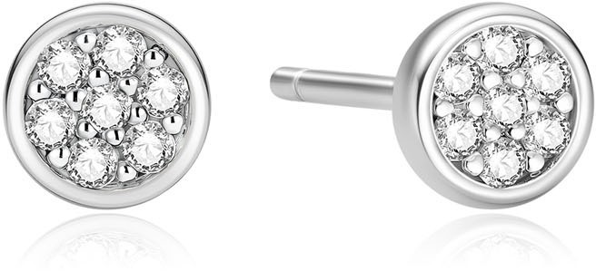 Silver Pavé Disc Stud Earrings E