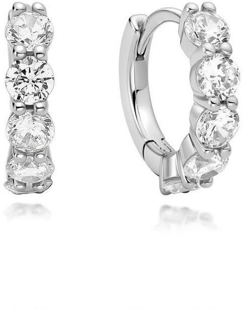 Silv. Sparkle Hug. Hoop Earrings E
