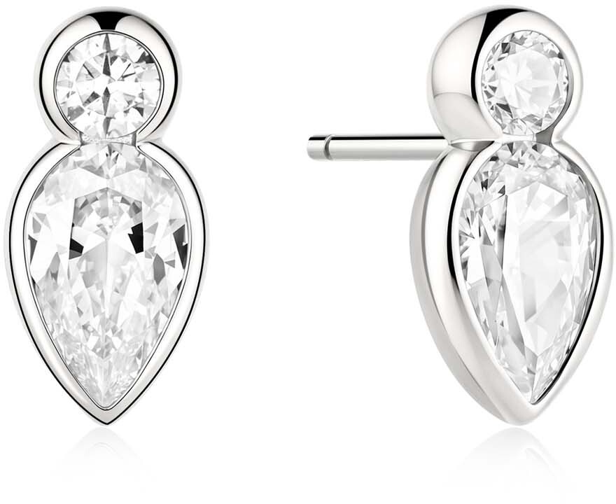 Slv Bezel Teardrop Stud Earrings E