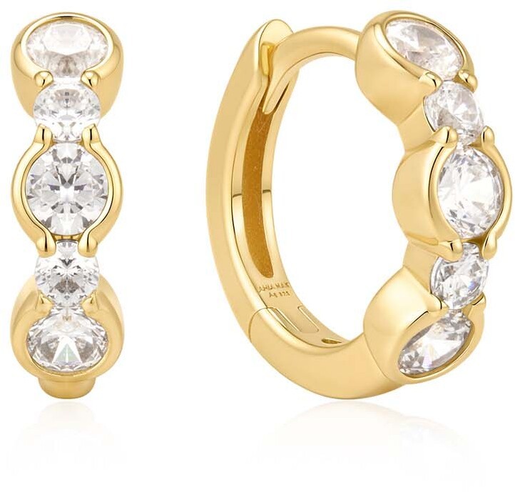 Gold Bezel Huggie Hoop Earrings E