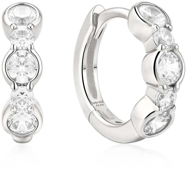 Silver Bezel Huggie Hoop Earrings E