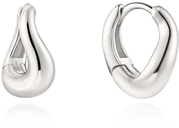 Silver Wave Huggie Hoop Earrings E
