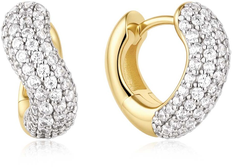 Gld Pavé Huggie Hoop Earrings E