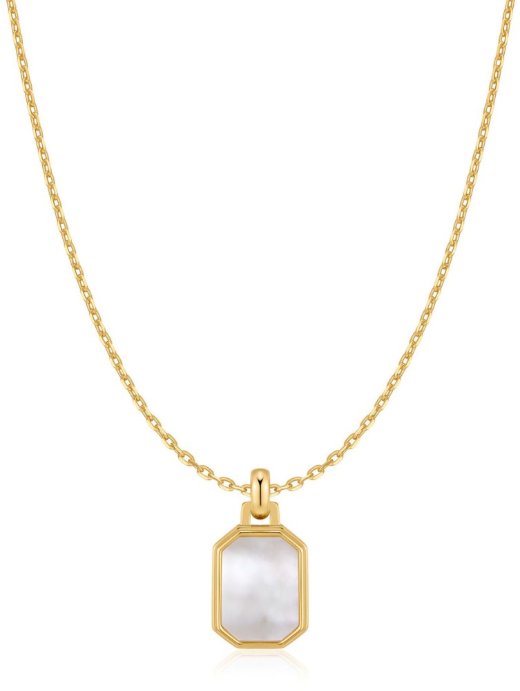 Gold Square MOP Necklace S