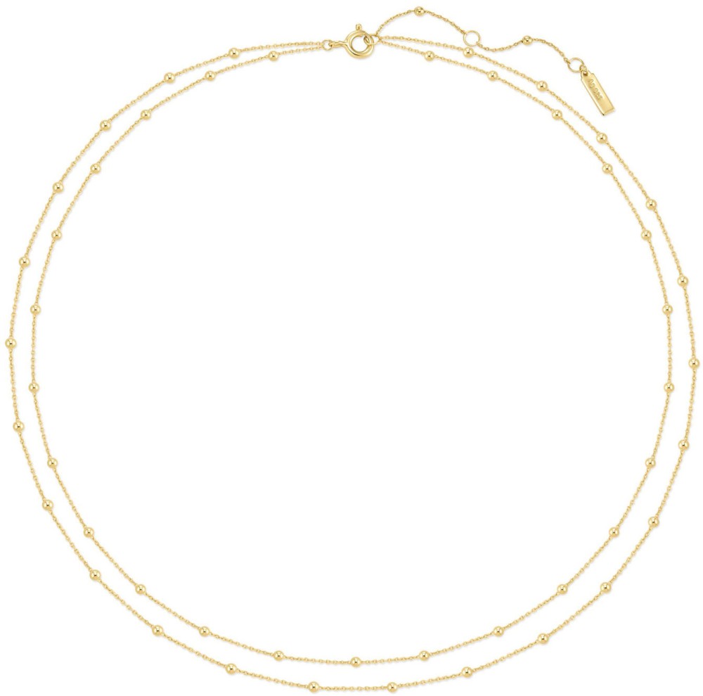 Gold Chain Bead Station Necklace S