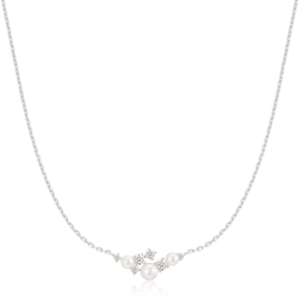 Silver Pearl Cluster Necklace S