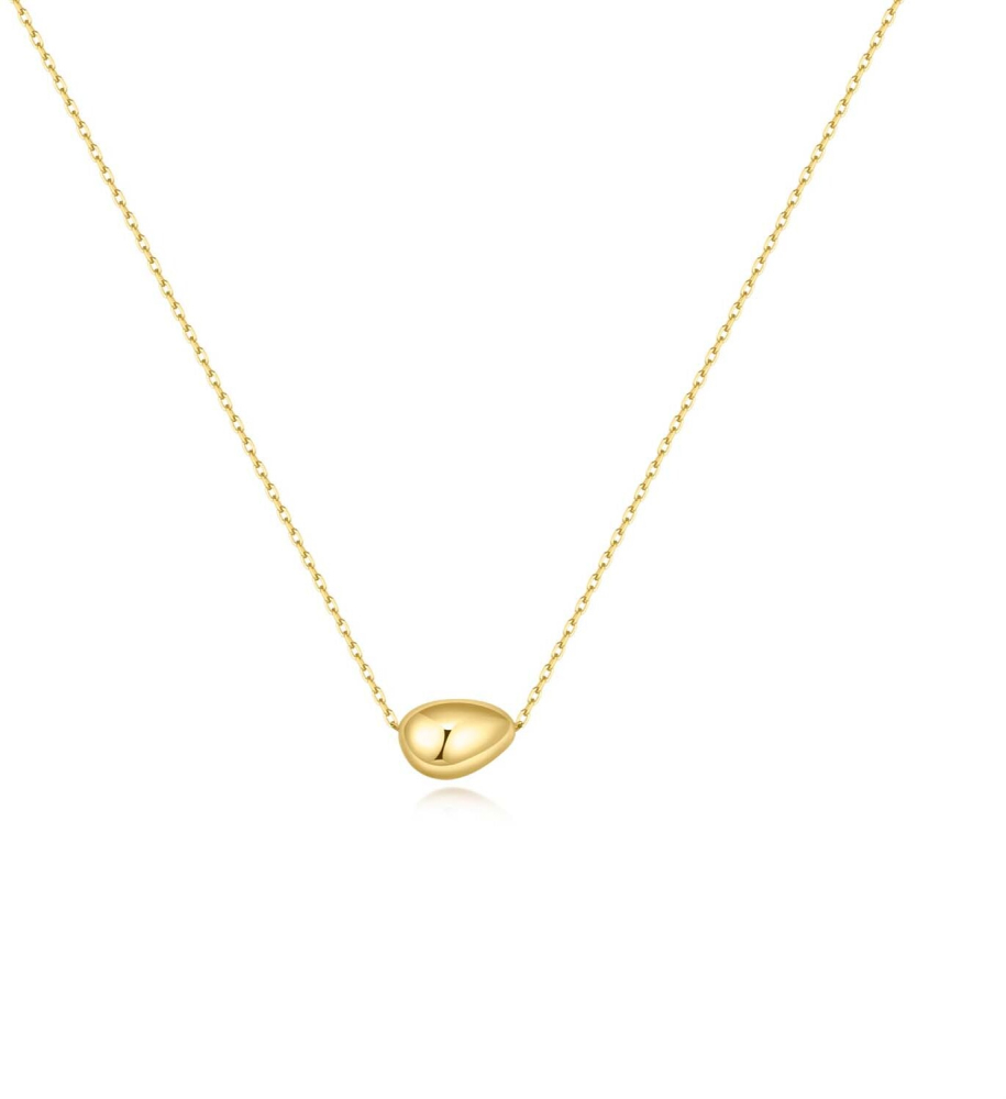Gld Organic Dome Pebble Necklace S