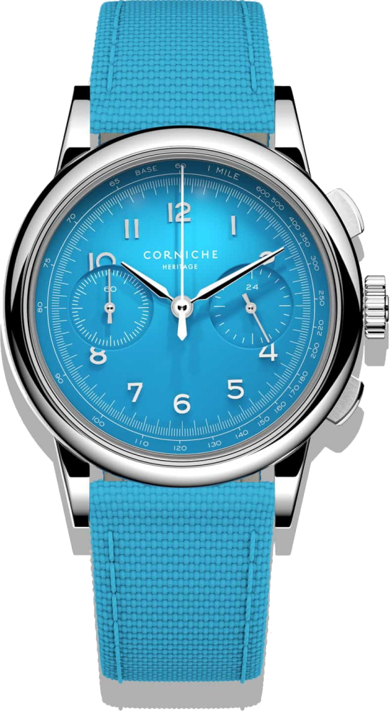 Corniche Heritage Chronograph - L’Été Sans Fin Azur Blue Heren Horloge