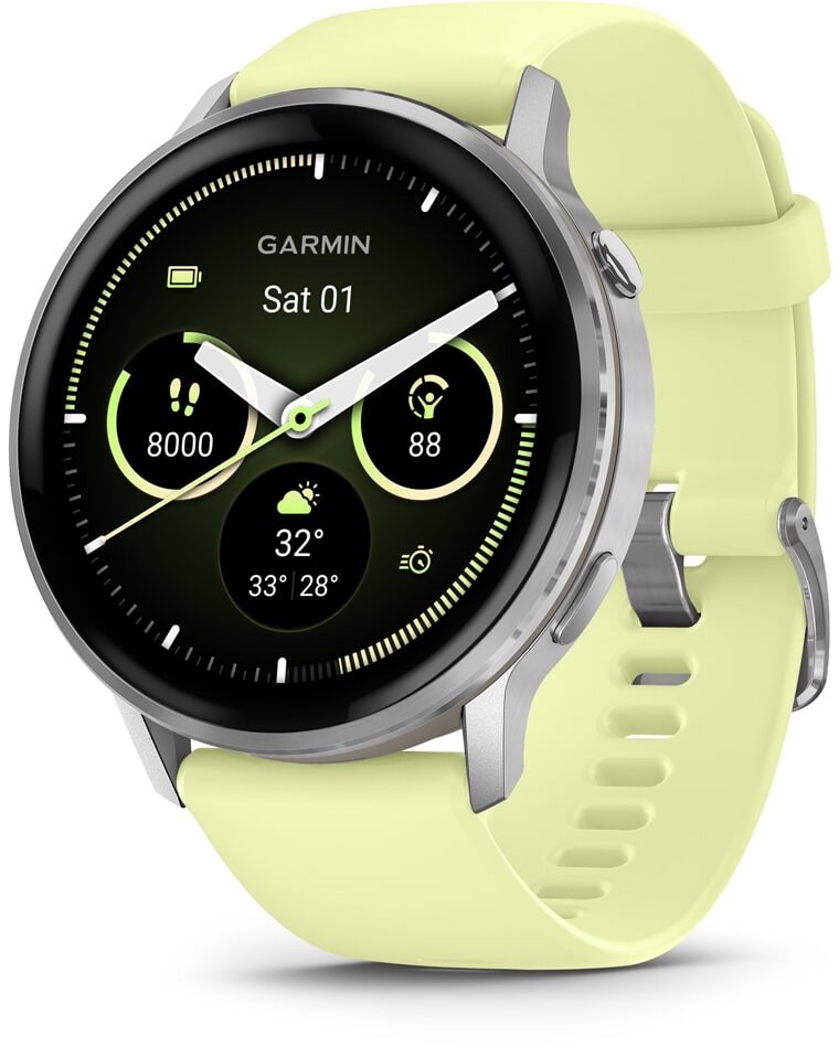 Garmin 010-03014-02 Venu 4 AMOLED GPS WiFi - Zilver / Citron - 45mm - Smartwatch
