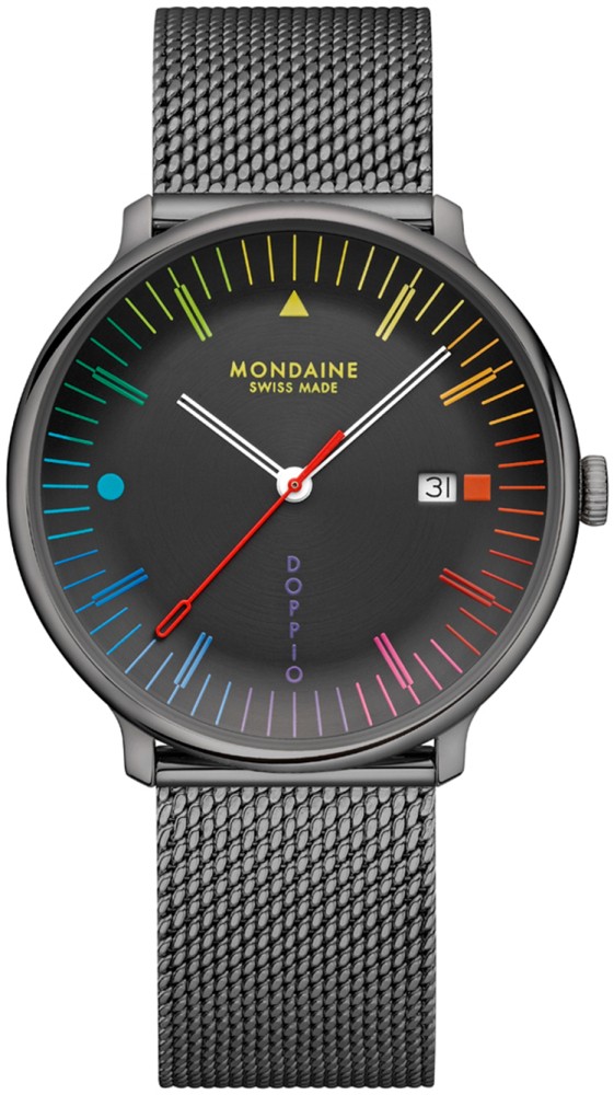 Doppio 41mm staal mesh zwart