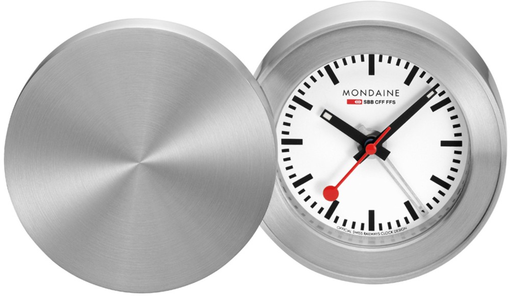Mondaine Reiswekker MSM.64411 - Aluminium mat wit - 50mm
