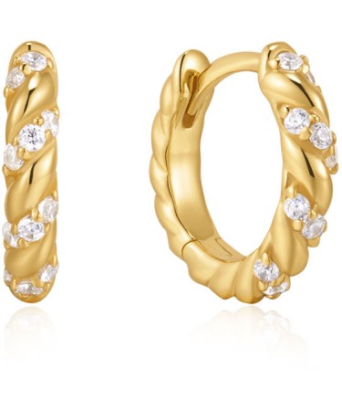 Gold Twisted Hug. Hoop Earrings E