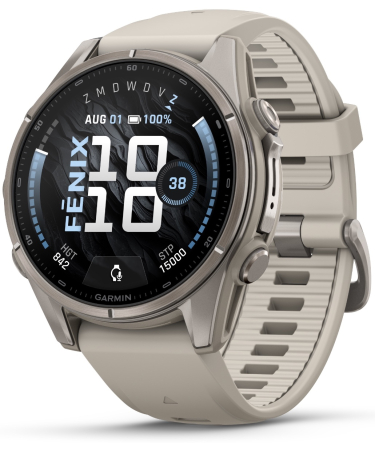 Garmin Fenix 9 - 43 mm AMOLED Titanium Smartwatch met French gray band 010-04761-01