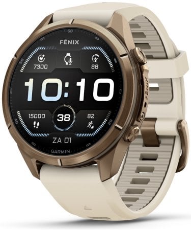 Garmin Fenix 9 Pro - 43 mm AMOLED Autumn Gold Titanium Smartwatch met cream/Fog French gray band 010-04335-26