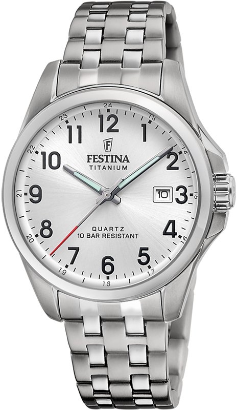 Festina F20696/1 Titanium Heren Horloge Witte Wijzerplaat Grijs Titanium