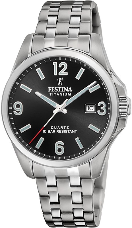 Festina F20696/3 Titanium Heren Horloge Zwarte Wijzerplaat Grijs Titanium